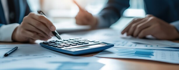 Poster - Businessmen Analyzing Financial Documents