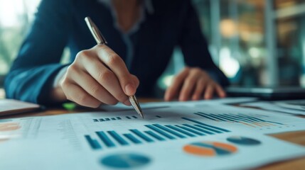 Poster - Businesswoman Analyzing Financial Data