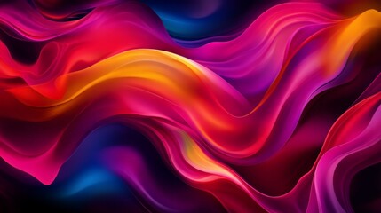 Wall Mural - Vibrant abstract waves of multi-colored light, blending bold hues of red, purple, and yellow, creating a dynamic and energetic visual art piece.