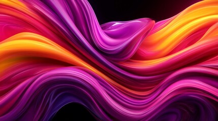 Wall Mural - Vibrant and colorful abstract wave design with flowing lines, blending shades of purple, pink and orange, creating a dynamic visual effect.