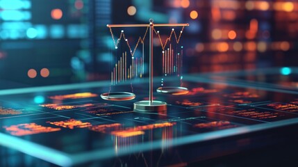 Poster - Scales of Justice with Financial Data