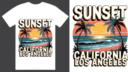 Wall Mural - Sunset in California a creative  T shirt design vector .