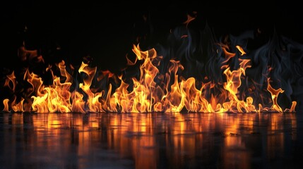 Flaming Fire on Dark Background in High Definition