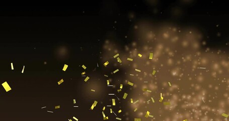 Poster - Golden confetti and sparkles animation over dark background, creating festive atmosphere