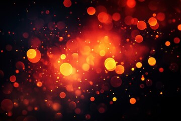 Red and fire orange bokeh on a black background, bokeh abstract background, modern technological abstract background. Orange Christmas background,with generative ai