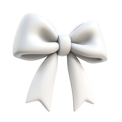 Wall Mural - white ribbon bow 3d render icon isolated on transparent background cutout