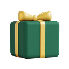 Wall Mural - green gift box with gold ribbon 3d render icon isolated on transparent background cutout