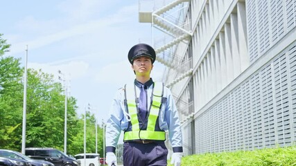 Poster - ビルの見回りをする警備員