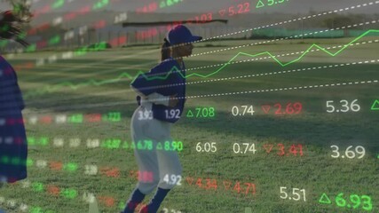 Poster - Animating stock market data over baseball player on field