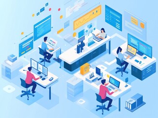 Poster - Teamwork in a Modern Office Environment