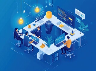 Poster - teamwork in a modern tech office