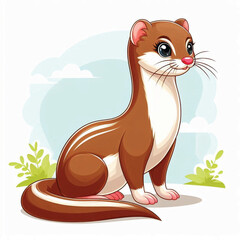 Wall Mural - Cute Weasel Vector Cartoon illustration