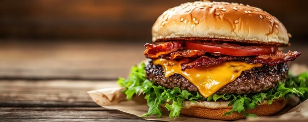 Wall Mural - Delicious Cheeseburger with Bacon