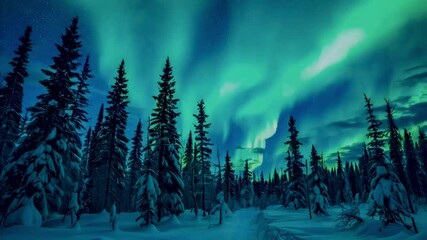 Majestic Northern Lights Over Forest