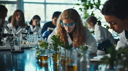 Poster - Students Conducting Scientific Experiments in Laboratory Classroom