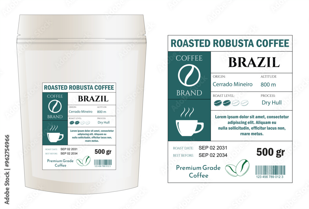 An illustration of coffee labels template, simple flat style in cmyk ...
