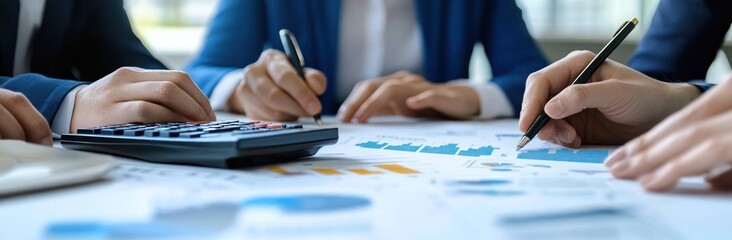 Poster - Businesspeople Analyzing Financial Data