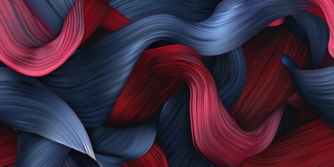 Wall Mural - Abstract flowing waves with vibrant red and blue hues. Digital artwork of fabric pattern flowing with vibrant black and red gradient color. Motion shot of wave with red nd blue gradient color. AIG51.