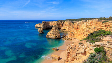 beautiful coast with sea and rock and wildernesss beach, Portugal