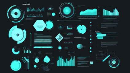 Poster - Futuristic Interface with Cyan Blue HUD Elements