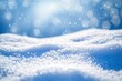© MUdaylah - Winter snow background with snowdrifts, with beautiful light and snow flakes on the blue sky in the evening, banner format, copy space with generative ai