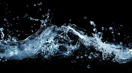 Water Splashing on Black Background