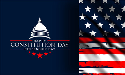 constitution and citizenship day background design with  american flag suitable for constitution day and citizenship day on united states