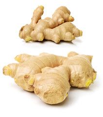 Wall Mural - fresh ginger on white background