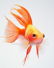 the Plakat BettaFish, portrait view, white copy space on right, Isolated on white Background