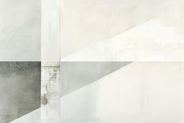 Poster - Abstract Painting with Geometric Shapes and Light Grey and White Colors