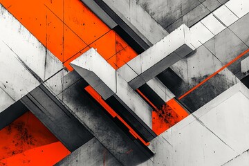 Poster - Abstract Concrete Structure with Orange Accents