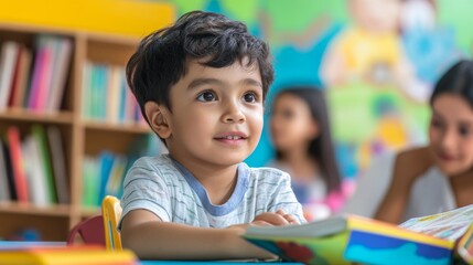 Community literacy event with adults and children in a vibrant reading workshop