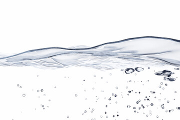 Clear waterline with bubbles on a white background. 3D Rendering