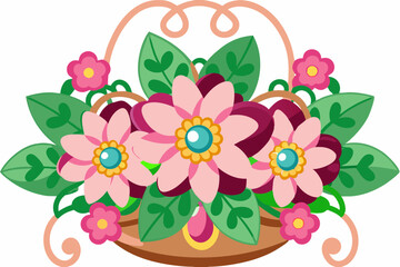 Sticker - Beautiful floral illustration vector art