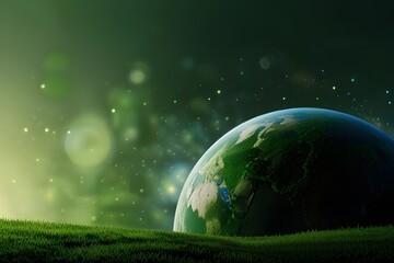 Green world background with Copy space, Preserving Our Green World: Earth and Environment Protection, World Globe, Web Banner, Generative AI