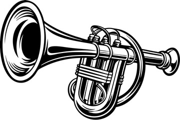 Music trumpet in flat style isolated on white background