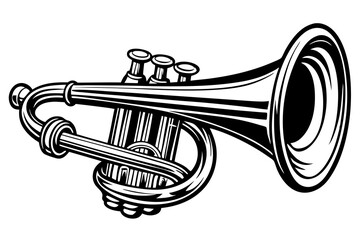 Music trumpet in flat style isolated on white background