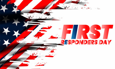 first responders day greeting design with american flag background vector illustration