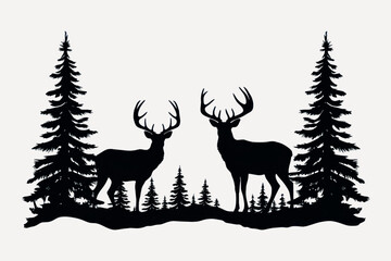 Poster - rawpixel_office_37_black_vector_silhouette_of_two_deer_in_the_f_a7cac439-c5c6-4a74-8a0e-5ecbfd5481c8-p