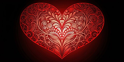 Wall Mural - red heart on black background