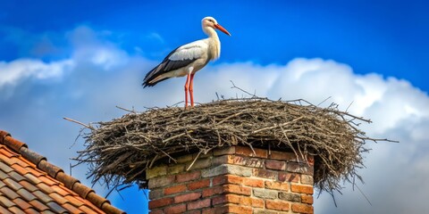 Wall Mural - stork in the nest