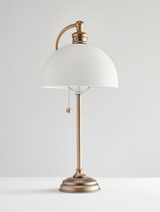 Modern table lamp on white background. Sleek, stylish design features a unique lampshade and slim profile. White background isolates the lamp, highlighting its modern aesthetic.