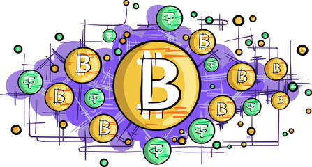 vector illustration bitcoin crypto