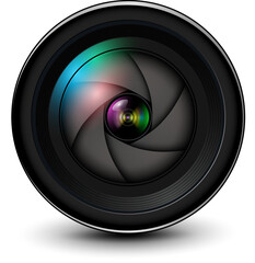 Poster - Camera photo lens, 3d icon illustration.