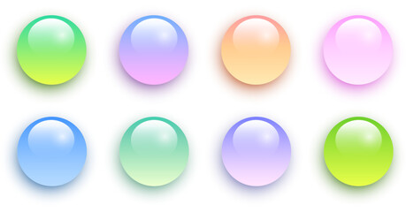 Aufkleber - Multicolored glass balls, 3D shiny spheres collection.