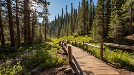 Wilderness trail on a bright sunny day 