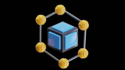 Aufkleber - 3D Animation of Securing with Blockchain Technology | Alpha Channel