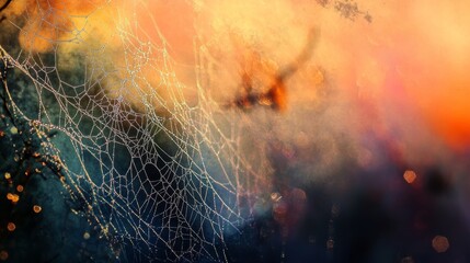Abstract composition with spider web details and natural colors.