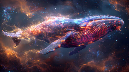 Wall Mural - Cosmic Whale 3D Illustration