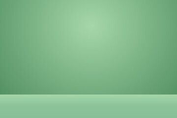 Wall Mural - 3d empty green studio room or stage background, abstract three-dimensional minimal scene for product
